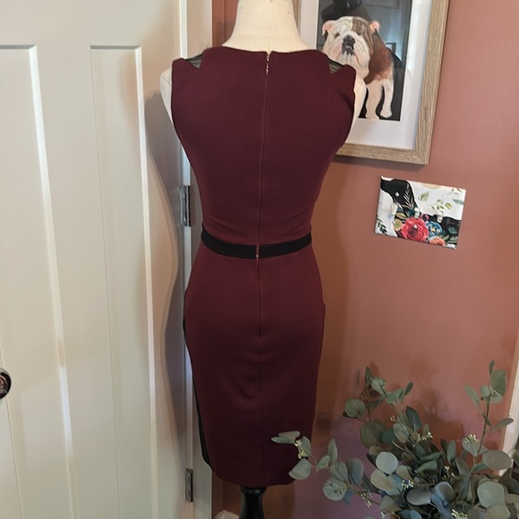 La Pina David Helwani Burgundy body con Peek-a-boo XS Sleeveless Sheath Dress - Picture 9 of 15